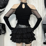 Litlookz Studio Y2K Goth Fishnet Cut Out Top, view 2