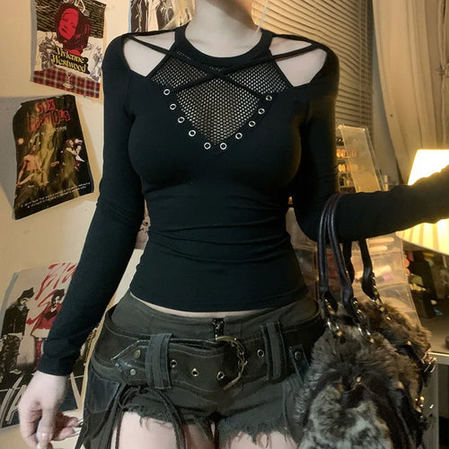 Litlookz Studio Y2K Goth Fishnet Top