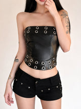Litlookz Studio Y2K Goth Grommet Top, view 4