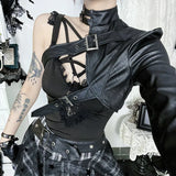 Litlookz Studio Y2K Goth Harness One Sleeve Top, view 3