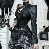 Litlookz Studio Y2K Goth Harness One Sleeve Top, view 4