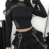 Litlookz Studio Y2K Goth High Neck Fishnet Top, view 4
