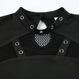 Litlookz Studio Y2K Goth High Neck Fishnet Top, view 5