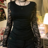Litlookz Studio Y2K Goth Lace Back Top, view 2