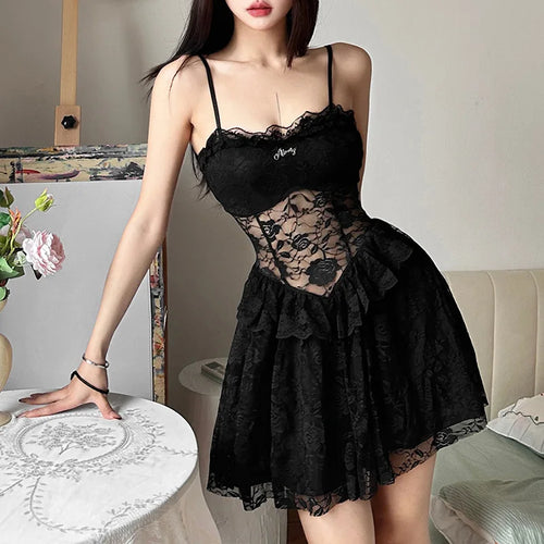 Litlookz Studio Y2K Goth Lace Corset Mini Dress