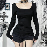 Litlookz Studio Y2K Goth Lace Cross Back Top, view 2