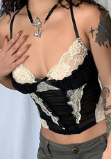 Litlookz Studio Y2K Goth Lace Sheer Cropped Top, view 3
