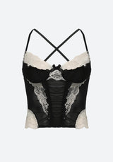 Litlookz Studio Y2K Goth Lace Sheer Cropped Top, view 4