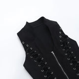 Litlookz Studio Y2K Goth Lace Up Zip Top, view 5