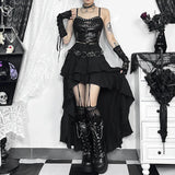 Litlookz Studio Y2K Goth Layered Asymmetrical Maxi Skirt, view 4