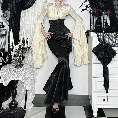 Litlookz Studio Y2K Goth Mermaid Maxi Skirt