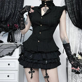 Litlookz Studio Y2K Goth Pleated Fitted Shirt, view 4