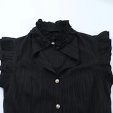 Litlookz Studio Y2K Goth Pleated Fitted Shirt, view 5