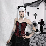 Litlookz Studio Y2K Goth Ribbon Detailed Corset Top, view 2