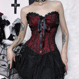 Litlookz Studio Y2K Goth Ribbon Detailed Corset Top, view 3