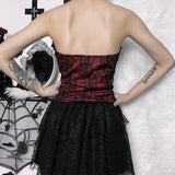 Litlookz Studio Y2K Goth Ribbon Detailed Corset Top, view 4