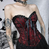 Litlookz Studio Y2K Goth Ribbon Detailed Corset Top, view 5
