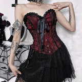 Litlookz Studio Y2K Goth Ribbon Detailed Corset Top, view 6