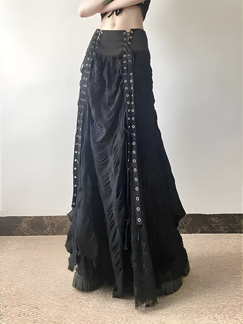 Litlookz Studio Y2K Goth Ruched Maxi Skirt