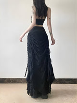 Litlookz Studio Y2K Goth Ruched Maxi Skirt, view 2