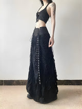 Litlookz Studio Y2K Goth Ruched Maxi Skirt, view 4