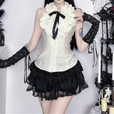 Litlookz Studio Y2K Goth Ruffle Shirt, view 2