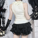 Litlookz Studio Y2K Goth Ruffle Shirt, view 3