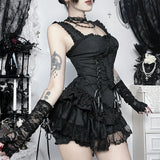 Litlookz Studio Y2K Goth Ruffled Corset Top, view 4