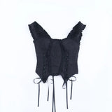 Litlookz Studio Y2K Goth Ruffled Corset Top, view 5