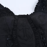 Litlookz Studio Y2K Goth Ruffled Corset Top, view 6