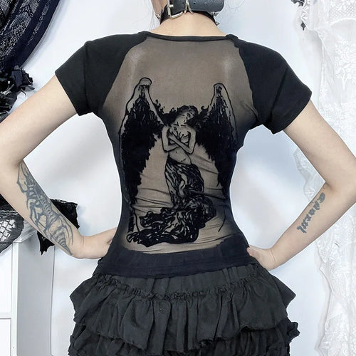 Litlookz Studio Y2K Goth Sheer Back Top