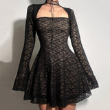 Litlookz Studio Y2K Goth Sheer Lace Mini Dress, view 3