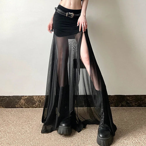Litlookz Studio Y2K Goth Sheer Overlay Skirt