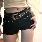 Litlookz Studio Y2K Goth Stud Detail Shorts, view 3