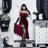 Litlookz Studio Y2K Goth Velvet Midi Dress, view 4