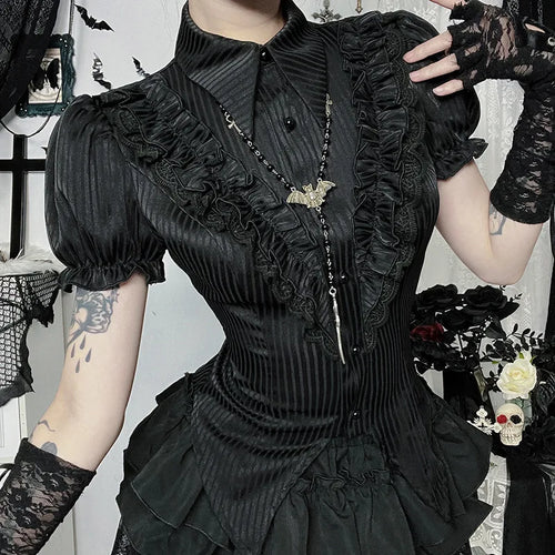 Litlookz Studio Y2K Goth Victorian Ruffle Shirt