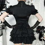 Litlookz Studio Y2K Goth Victorian Ruffle Shirt, view 2