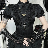 Litlookz Studio Y2K Goth Victorian Ruffle Shirt, view 3