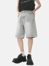 Litlookz Studio Y2K Gray Denim Shorts, view 3