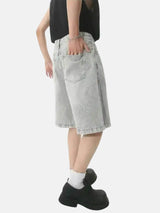 Litlookz Studio Y2K Gray Denim Shorts, view 4