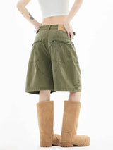 Litlookz Studio Y2K Green Cargo Shorts, view 2