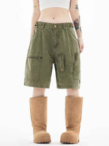 Litlookz Studio Y2K Green Cargo Shorts, view 3