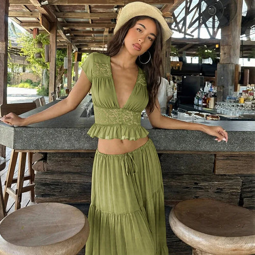 Litlookz Studio Y2K Green Two Piece Set