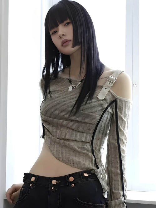 Litlookz Studio Y2K Grunge Asymmetrical Top