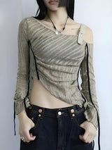 Litlookz Studio Y2K Grunge Asymmetrical Top, view 3