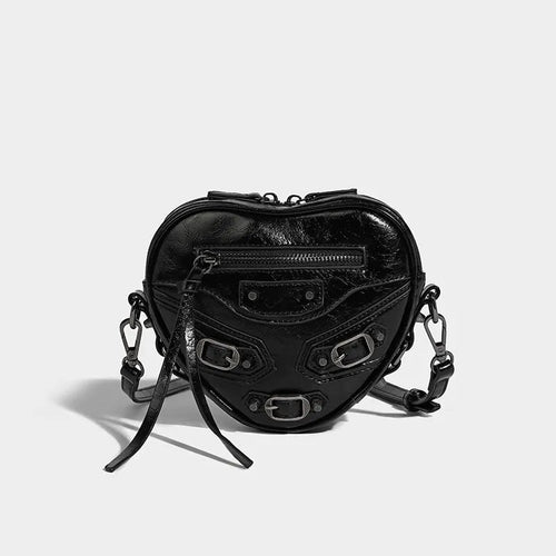 Litlookz Studio Y2K Grunge Belted Heart Shaped Bag