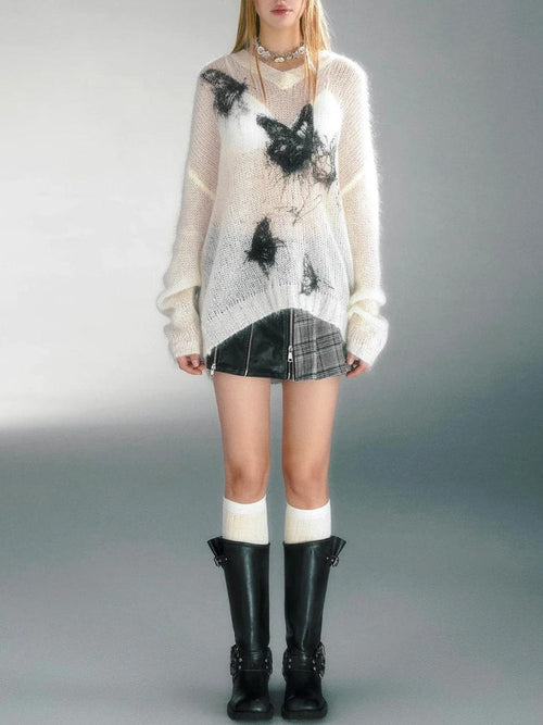 Litlookz Studio Y2K Grunge Butterfly Sweater