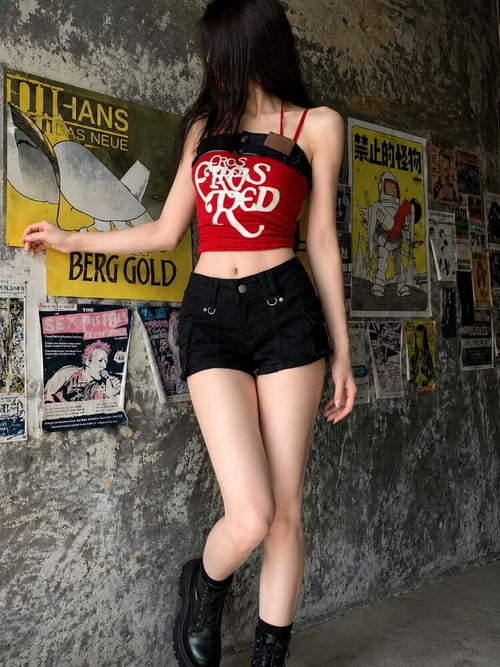 Litlookz Studio Y2K Grunge Cargo Mini Shorts