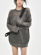 Litlookz Studio Y2K Grunge Crochet Sweater, view 2