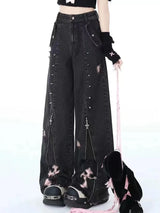 Litlookz Studio Y2K Grunge Cross Zip-Up Jeans, view 2